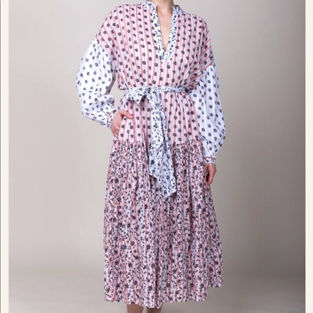 Ulla Johnson Selvi Midi Dress Mixed Floral Print